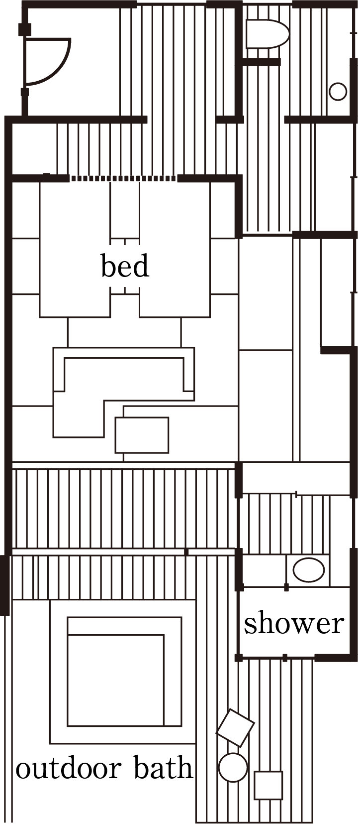 Guest Room with a Half-roofed Open-air hot spring (onsen) 102 [Japanese Type with 12 Tatami Mats]